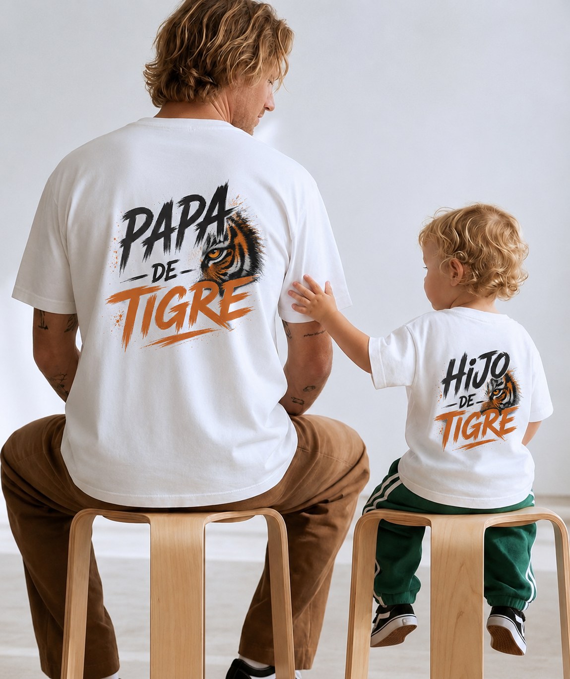 Set Duo magliette Papá de Tigre e Hijo de Tigre, padre e figlio di spalle